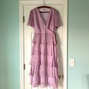 Rachel Parcell lavender flutter flounce midi dress